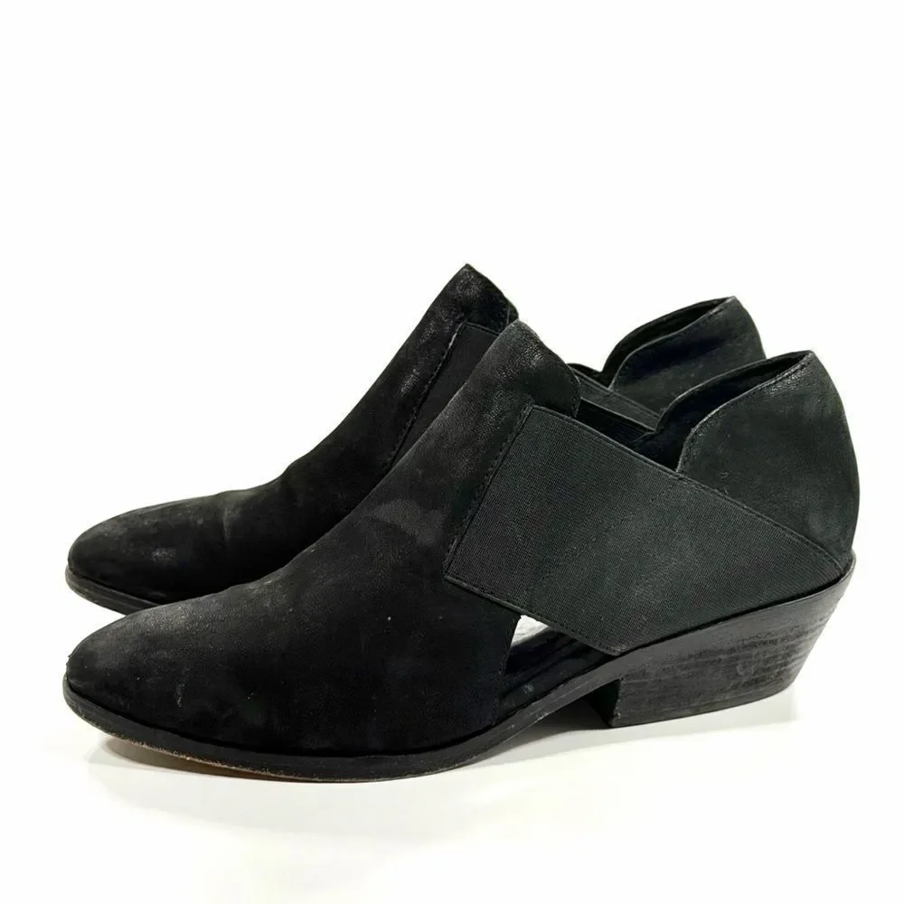 Eileen Fisher Black Suede Leather stretch bootie 7